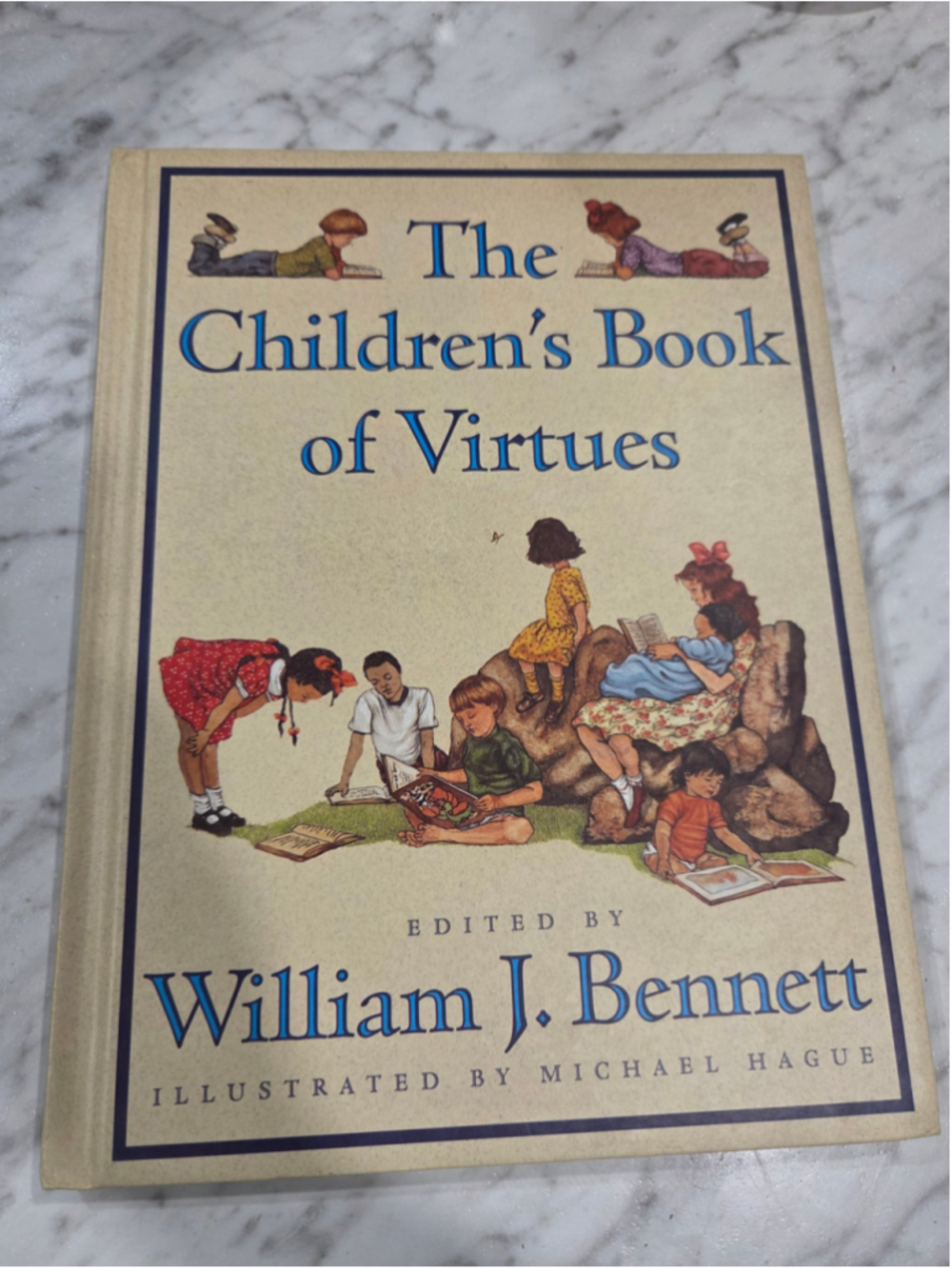 The Children's Book of Virtues Hardcover Book Beige Blue One Size